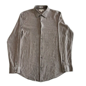 Banana Republic Men's XL Brown Slim Fit Italian Linen L/S Shirt Good Cond